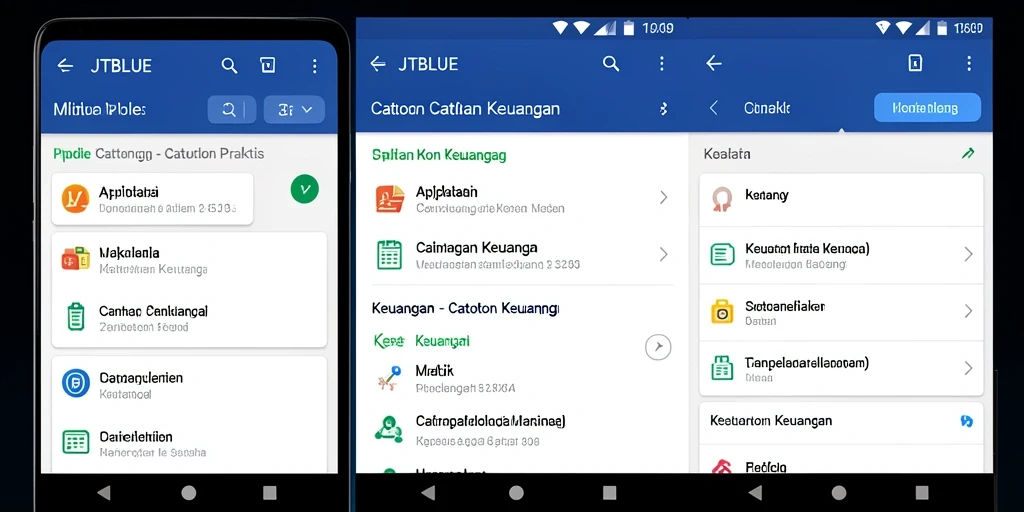 Tampilan antarmuka utama JTBLUE untuk mencatat Catatan Keuangan.