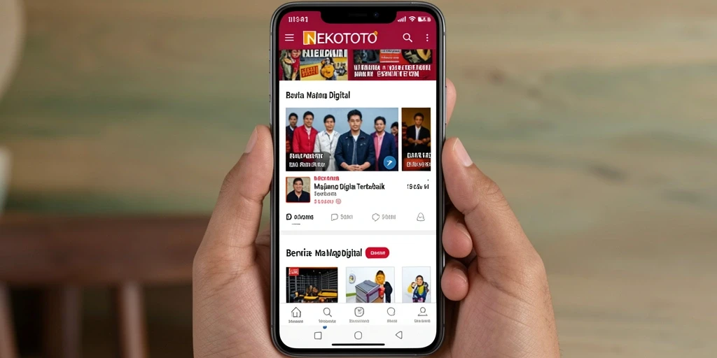 Antarmuka aplikasi NEKOTOTO menampilkan berbagai kategori berita dengan jelas.